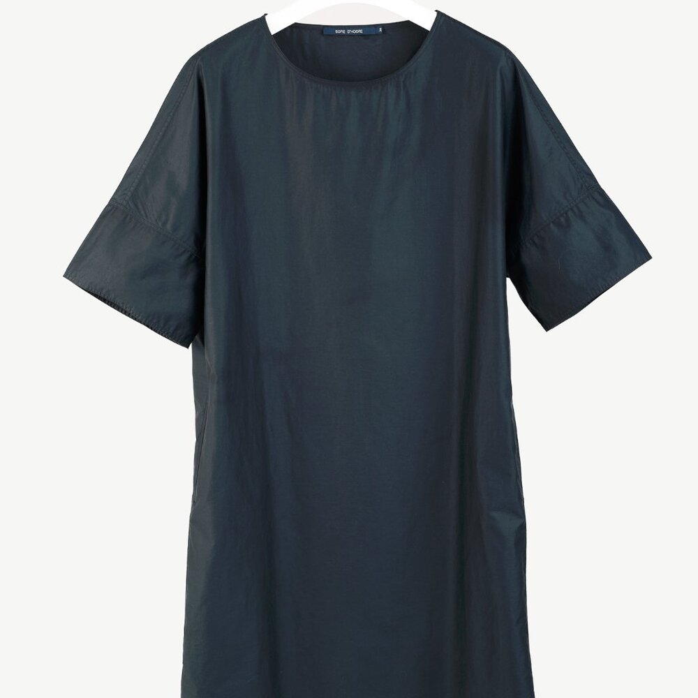 Sofie D'Hoore Drop Drop-Shoulder Navy Cotton Dress